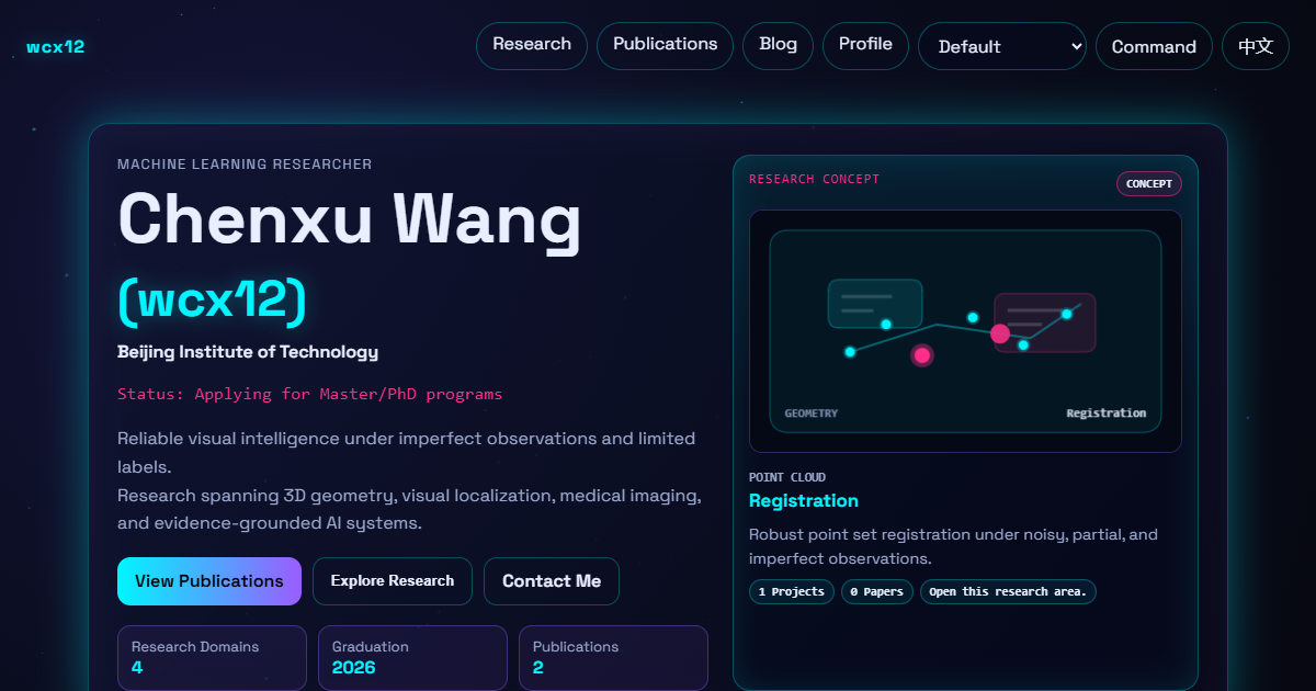 Chenxu Wang (wcx12) | Machine Learning Researcher